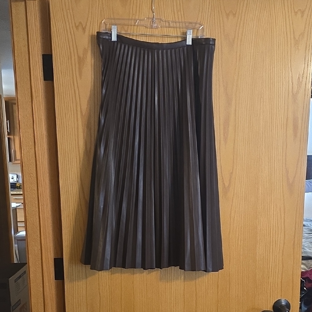 NWOT Banana Republic Faux Leather Pleated Skirt